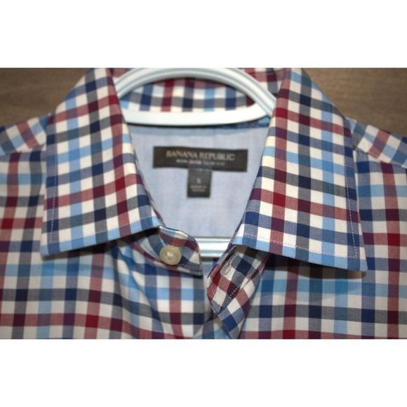 Men's Banana Republic Red/White/Blue Check Pattern Button Up Shirt Size Small - Picture 1 of 6
